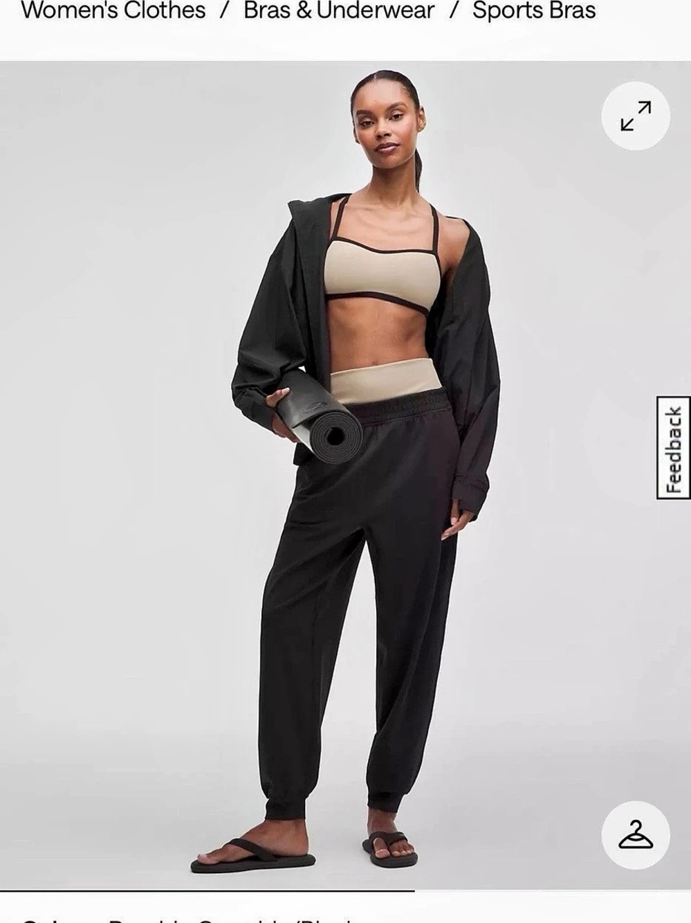 lululemon Like a Cloud Longline Bra Longline Sports Bra in Black & Beige Size 4